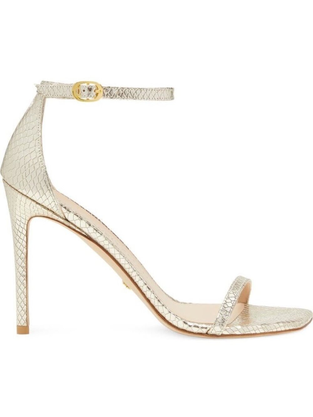 Stuart Weitzman Nudistcurve 100 Platino Sandals Size 10.5B New With Box